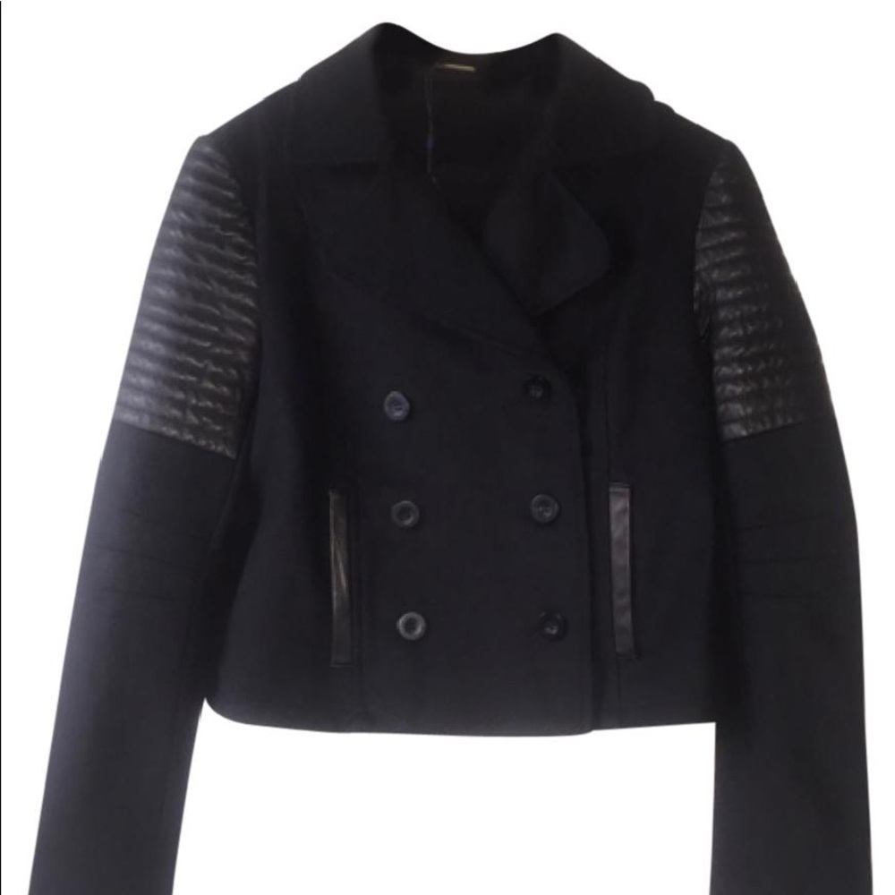 Rebecca Minkoff Wool And Lambskin Leather Coat